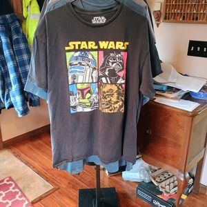 Star Wars Black Tee with Yellow, Blue, Pink & Green Panels